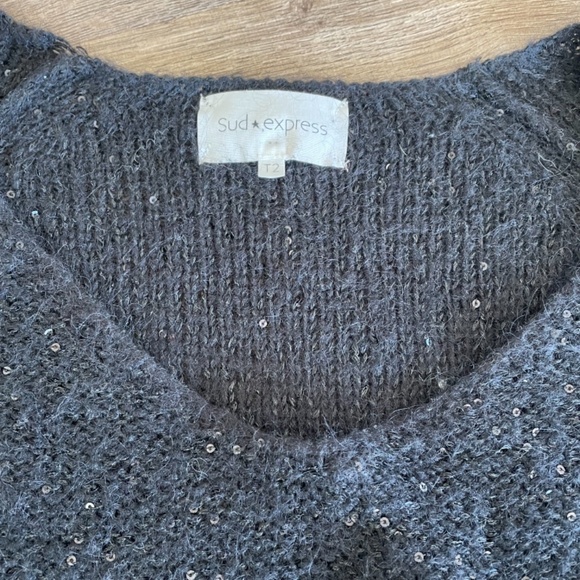 Sequin Sweater black Sud Express size M women - Picture 3 of 3